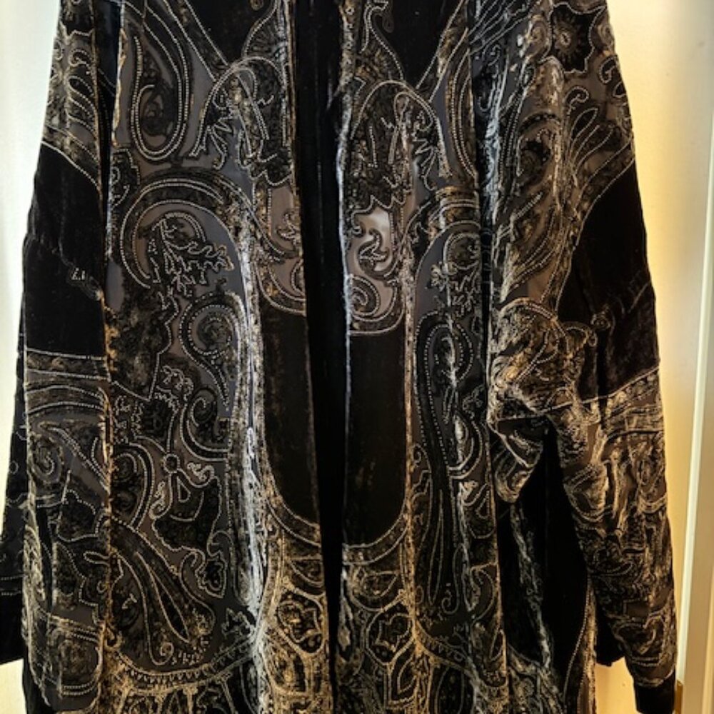 Melissa McCarthy Seven7 Black Silver Velvet Topper Burnout  Kimono 3X New